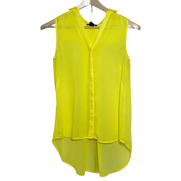 H&M Sleeveless Yellow Chiffon Button Down Blouse Sz 2 - Picture 3 of 5